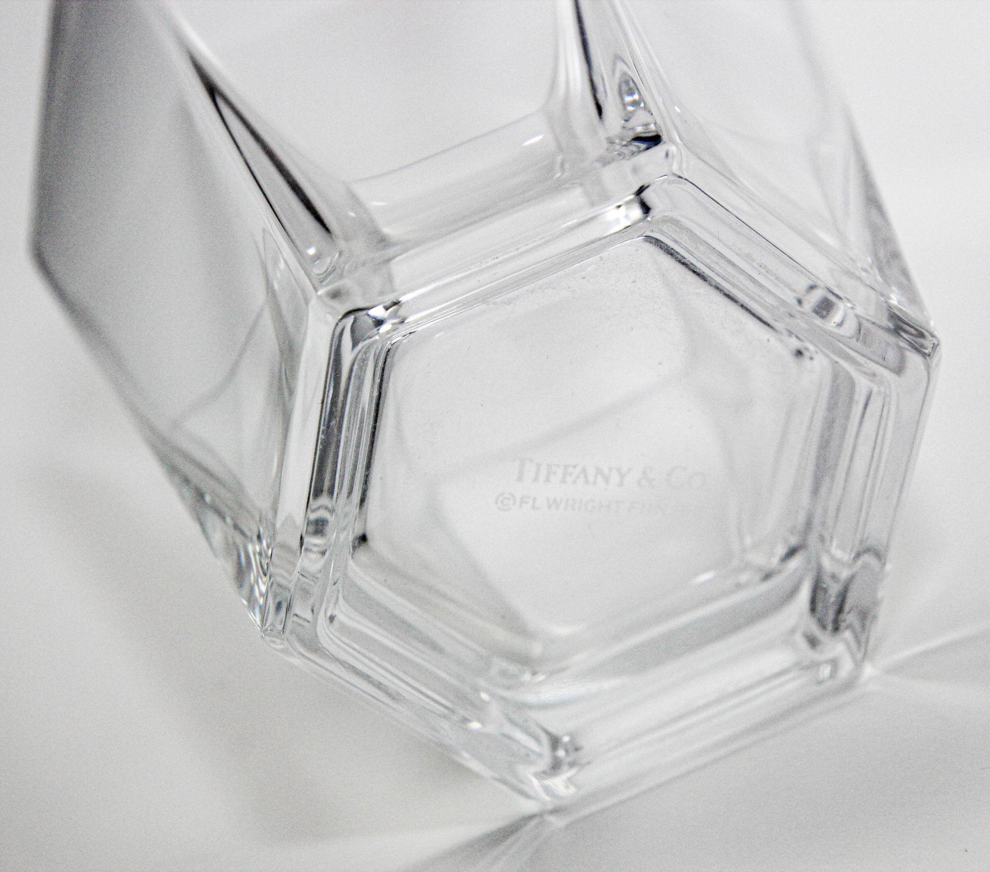 Frank Lloyd Wright by TIFFANY Crystal Old Fashioned Glasses Barware set of 4 For Sale 7