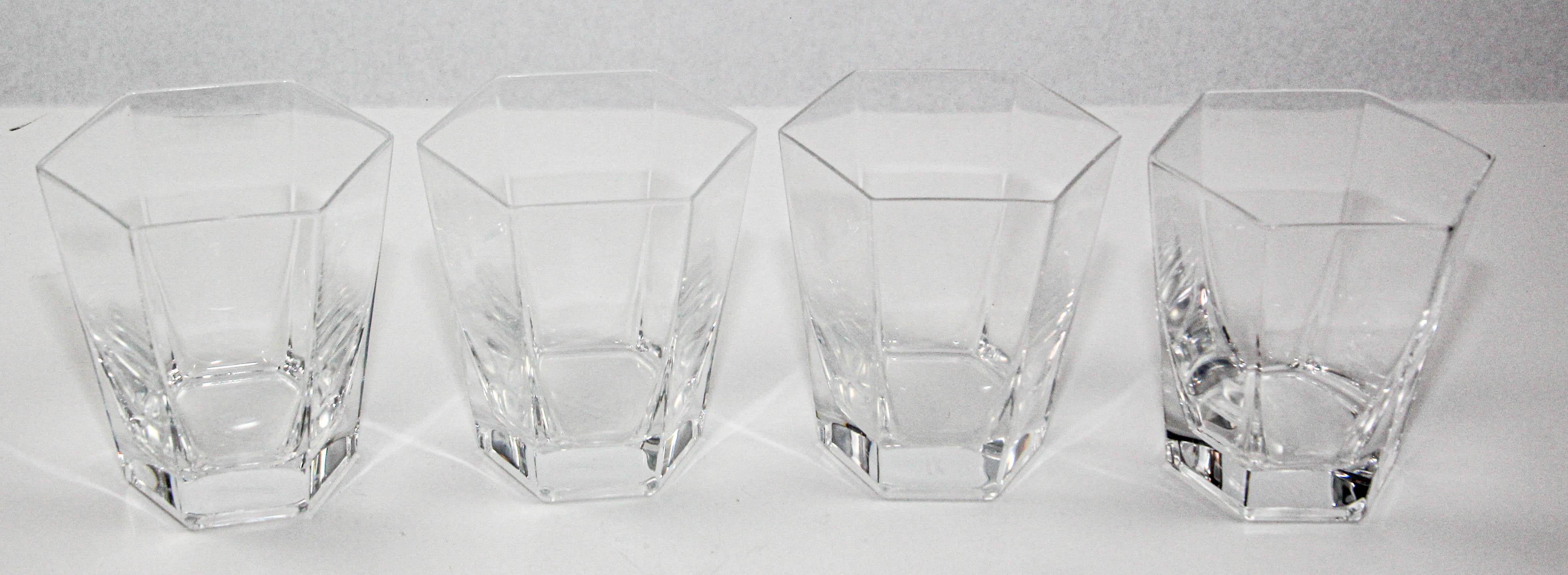 Japanese Frank Lloyd Wright by TIFFANY Crystal Old Fashioned Glasses Barware set of 4 For Sale