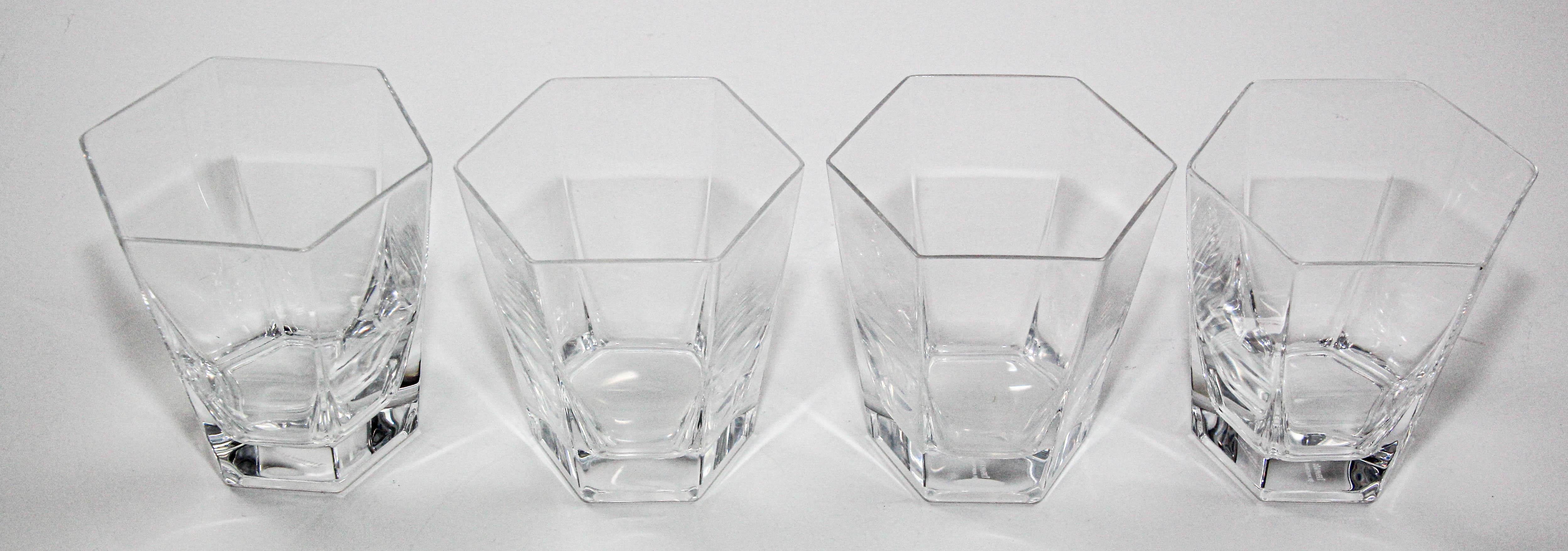 20th Century Frank Lloyd Wright by TIFFANY Crystal Old Fashioned Glasses Barware set of 4 For Sale