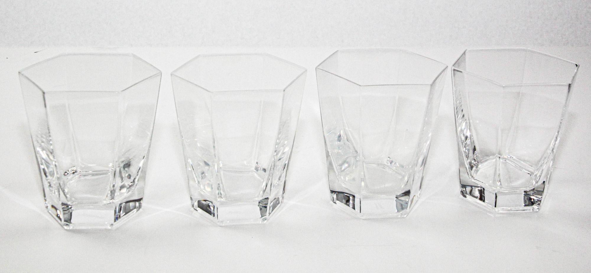 Frank Lloyd Wright by TIFFANY Crystal Old Fashioned Glasses Barware set of 4 For Sale 1