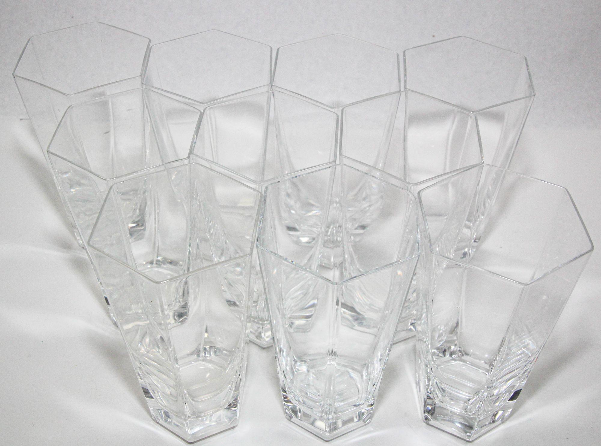 Frank Lloyd Wright by TIFFANY Crystal Tumbler Highball Glasses Barware Set of 8 For Sale 5