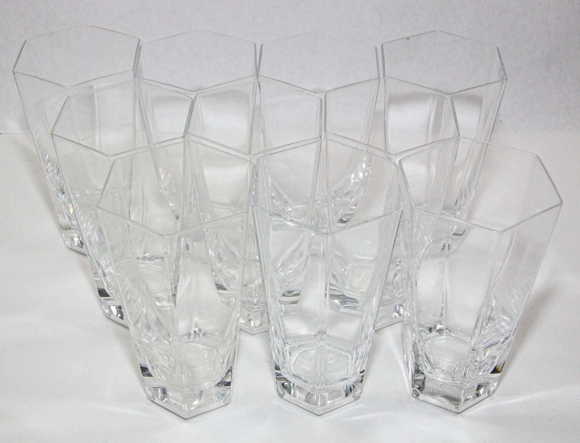 Frank Lloyd Wright by TIFFANY Crystal Tumbler Highball Glasses Barware Set of 8 For Sale 7