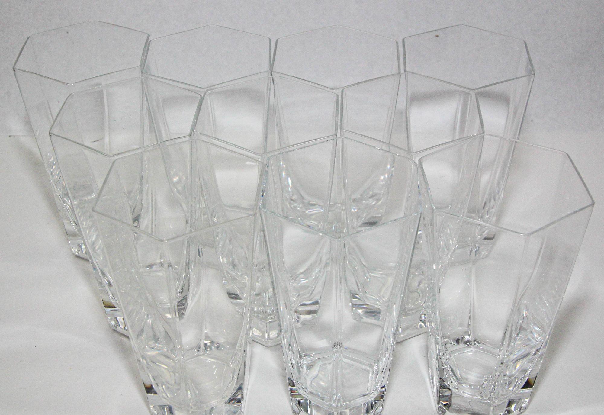 Frank Lloyd Wright by TIFFANY Crystal Tumbler Highball Glasses Barware Set of 8 For Sale 8