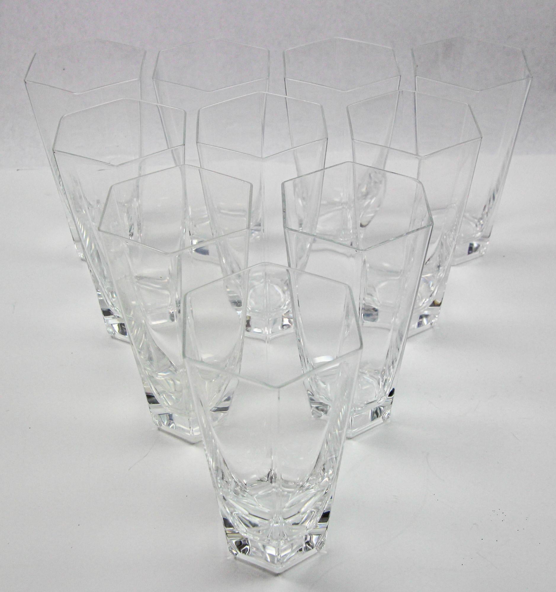 Frank Lloyd Wright by TIFFANY Crystal Tumbler Highball Glasses Barware Set of 8 For Sale 9