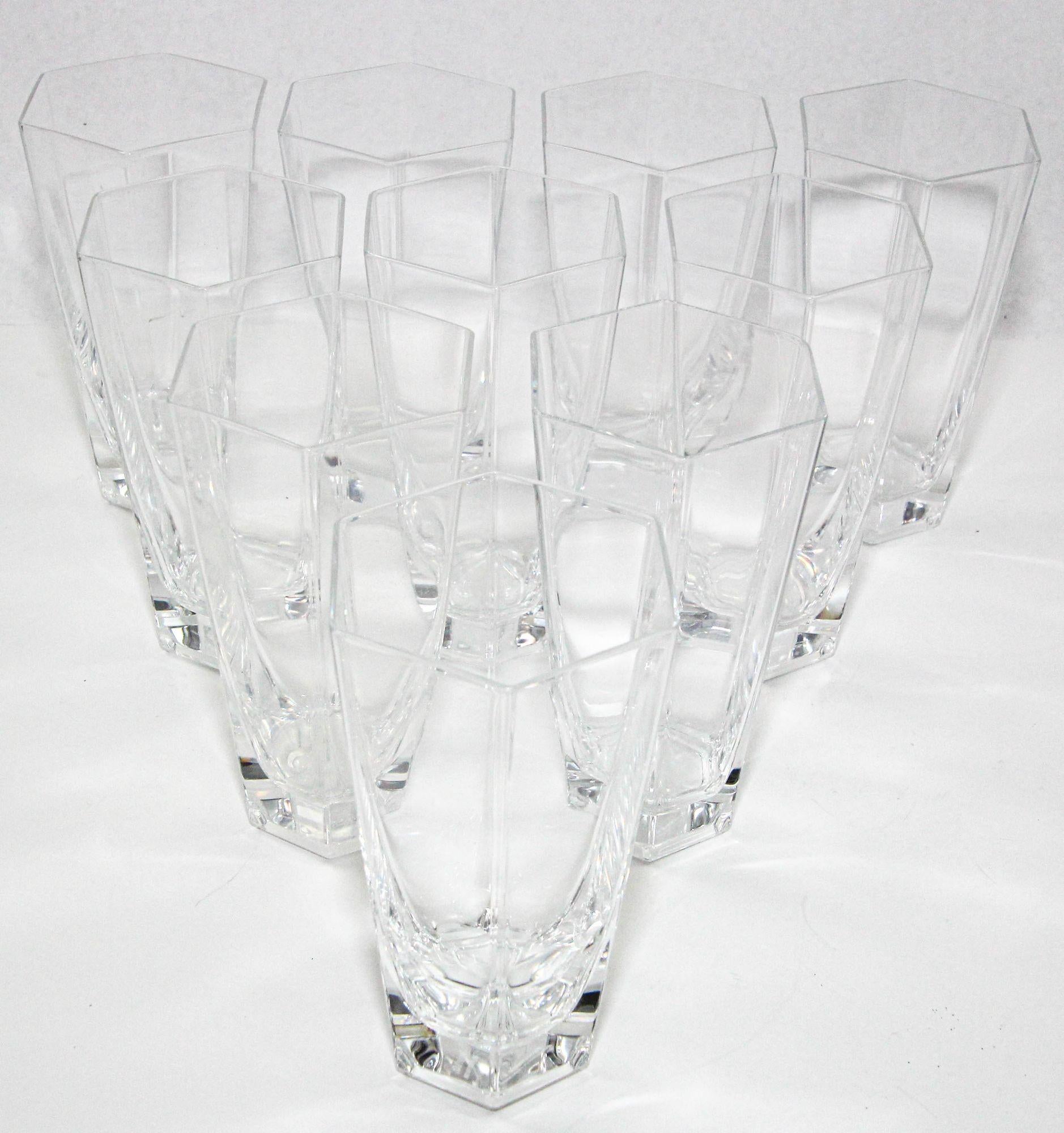 Art déco Ensemble de 8 verres de bar en cristal Frank Lloyd Wright par TIFFANY en vente