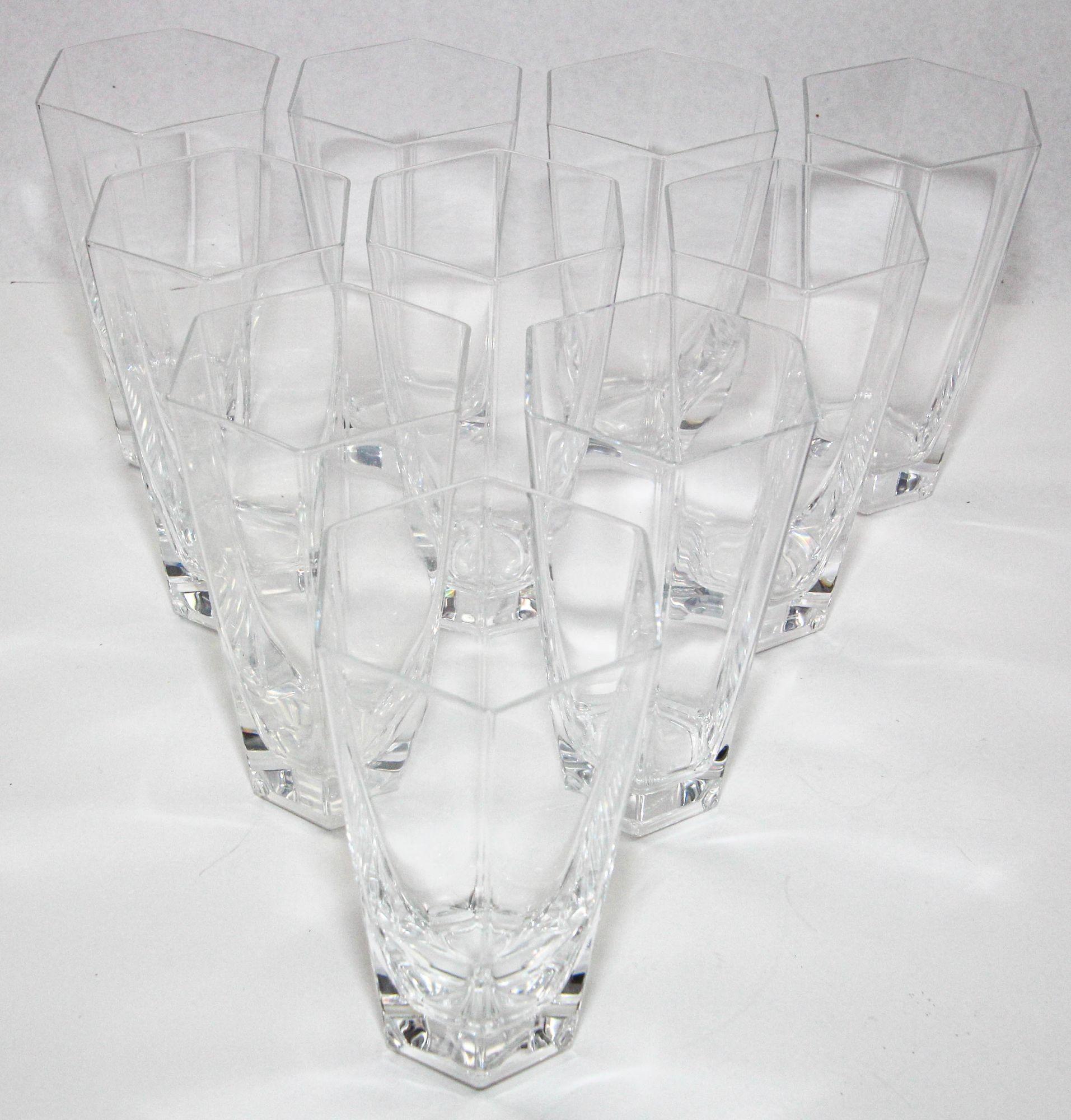 American Frank Lloyd Wright by TIFFANY Crystal Tumbler Highball Glasses Barware Set of 8 For Sale
