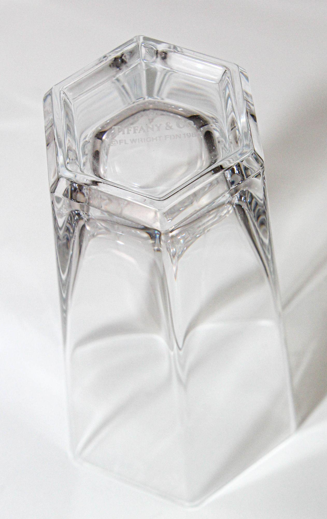 Frank Lloyd Wright by TIFFANY Crystal Tumbler Highball Glasses Barware Set of 8 For Sale 1