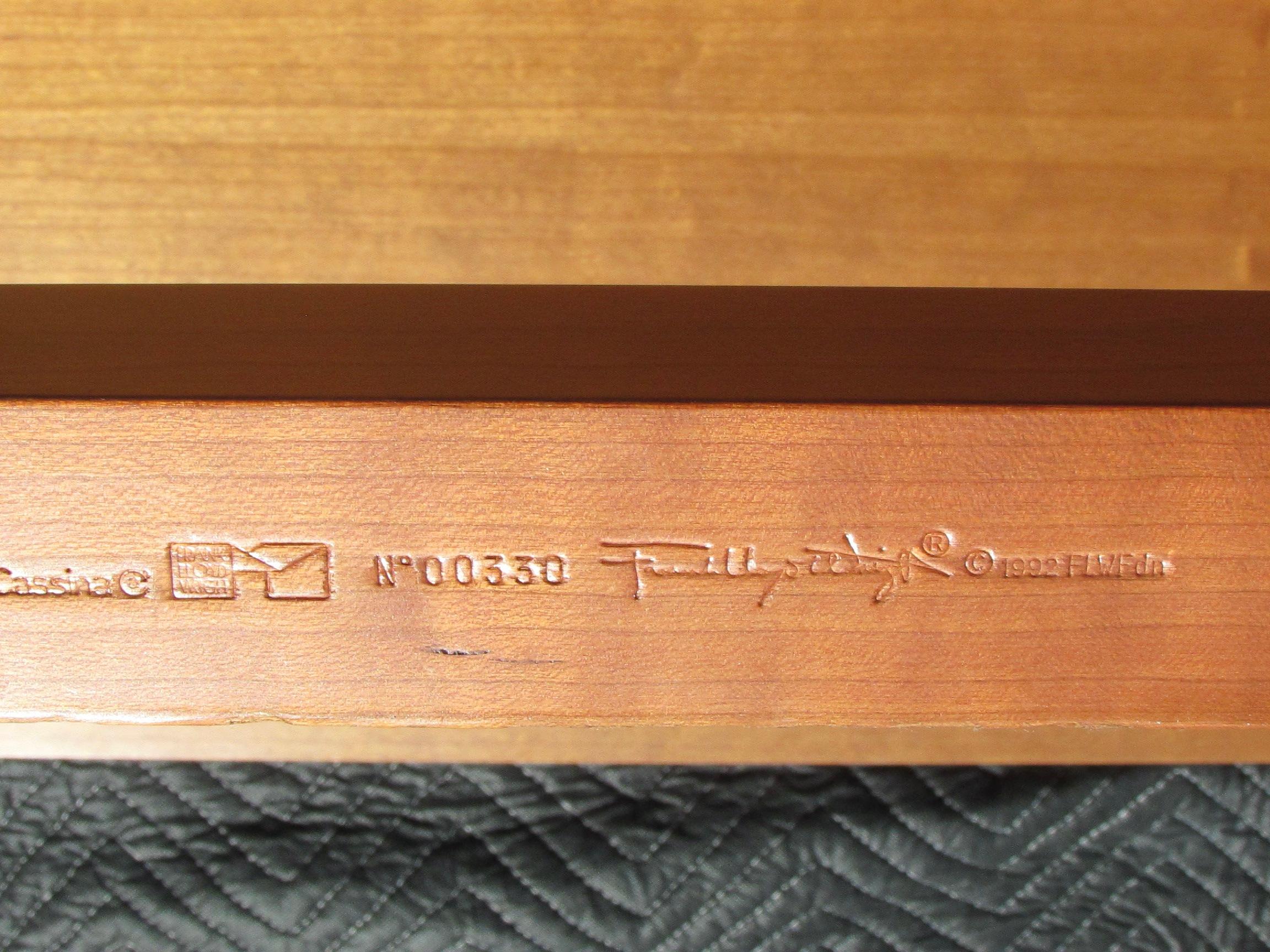 Frank Lloyd Wright Cassina Husser Haus Kirsche Holz  Tabelle 615 signiert nummeriert im Angebot 6