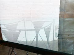 Frank Lloyd Wright Cassina Midway 2 & 3 Enameled Steel Square Dining Set Grey