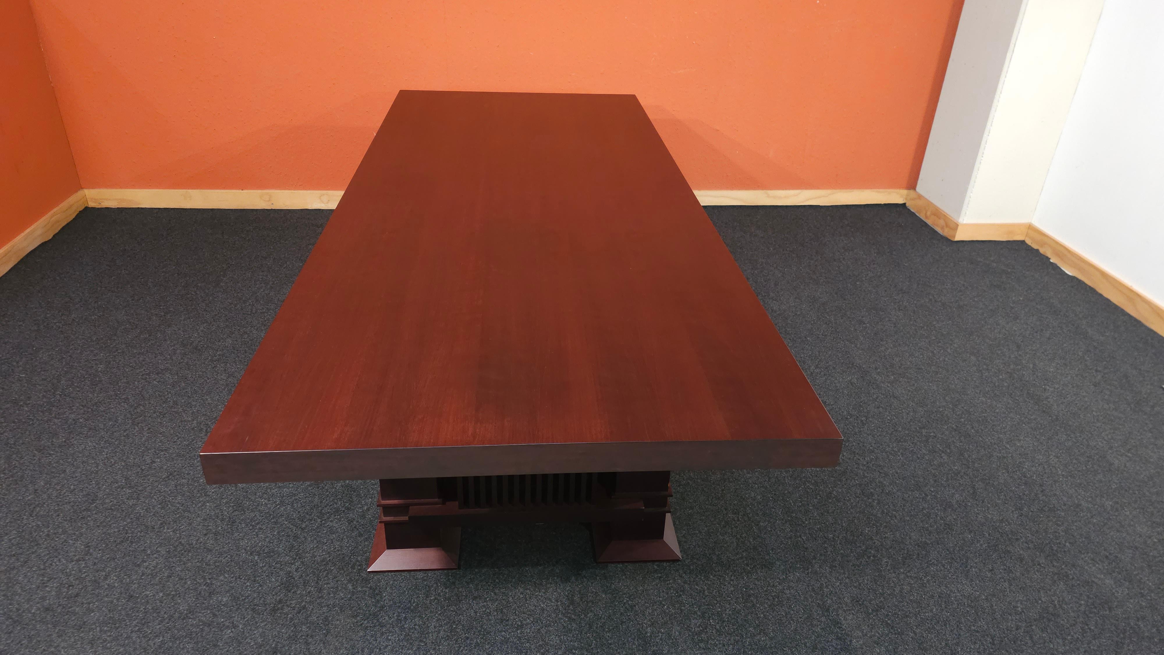 Italian Frank Lloyd Wright Cherry Wood Dining Table, Allen 605 by Cassina, 1986 For Sale