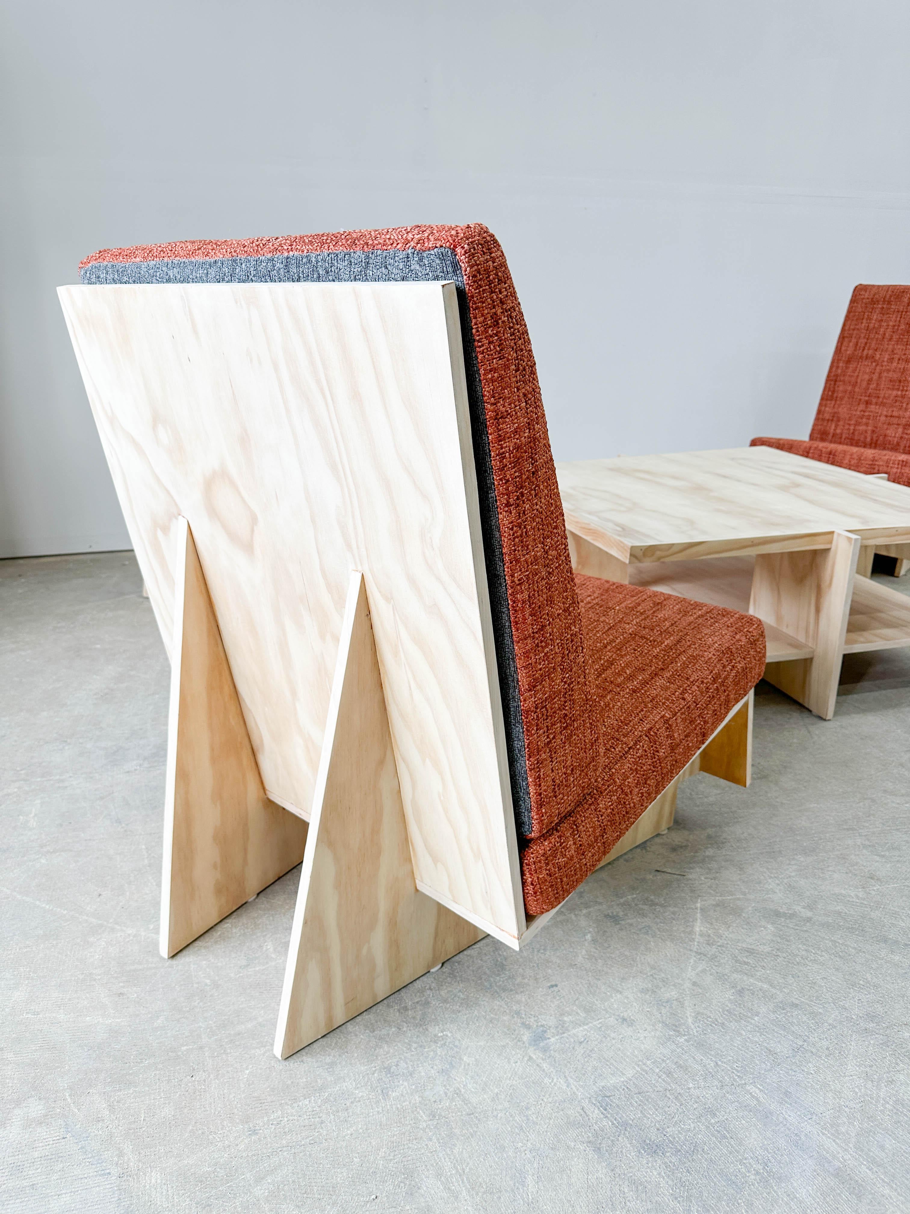 20th Century Frank Lloyd Wright Coffee Table and Lounge Chairs For Sale