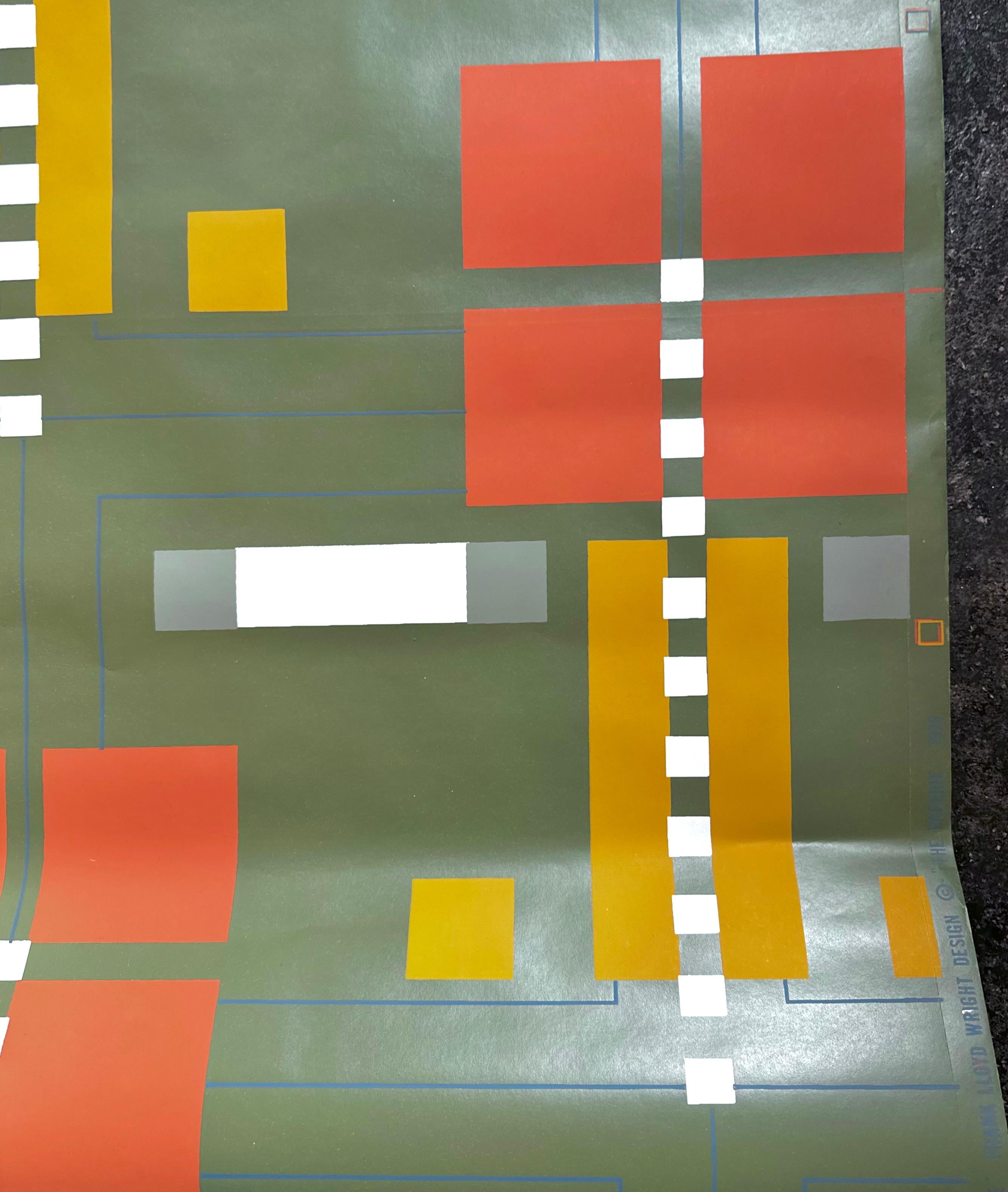 Carta da parati stampata a mano Frank Lloyd Wright 'Coonley House Tile', Schumacher, 1976 in vendita 1