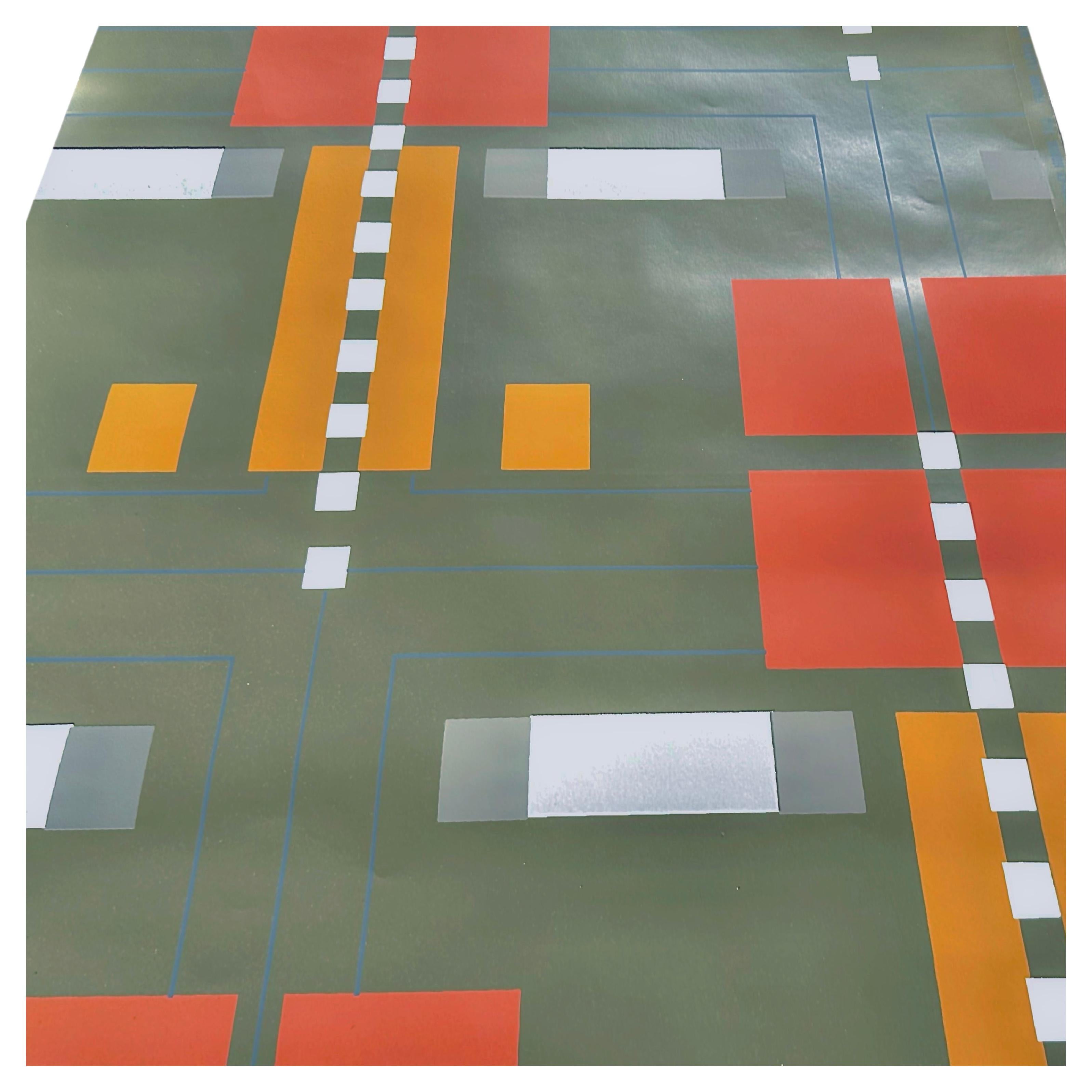 Frank Lloyd Wright ‘Coonley House Tile’ Hand-printed Wallpaper, Schumacher, 1976