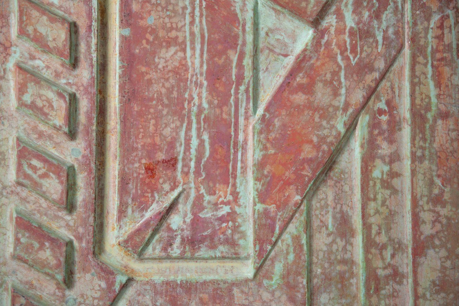 Cuivre Panneau architectural en relief en cuivre de Frank Lloyd Wright provenant de la tour Price 1956 en vente