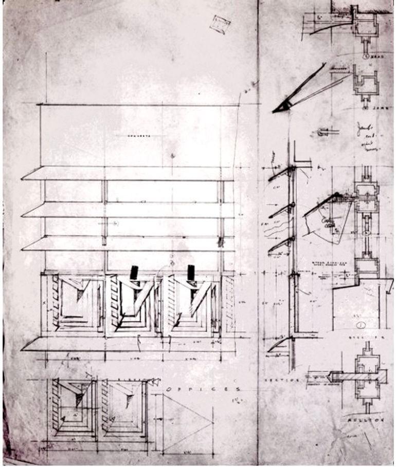 Mid-Century Modern Panneau architectural en relief en cuivre de Frank Lloyd Wright provenant de la tour Price 1956 en vente