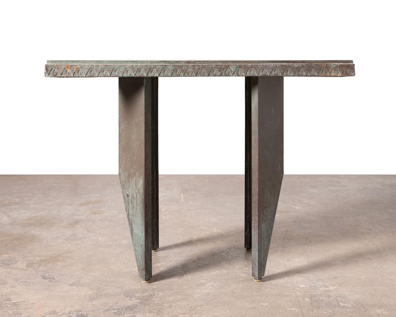 Frank Lloyd Wright Custom Copper Table with Original Verdigris Patina 1956 For Sale 6