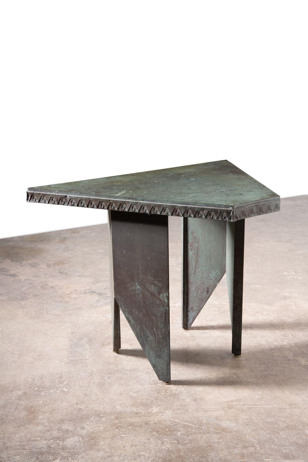 Mid-Century Modern Frank Lloyd Wright Custom Copper Table with Original Verdigris Patina 1956 For Sale