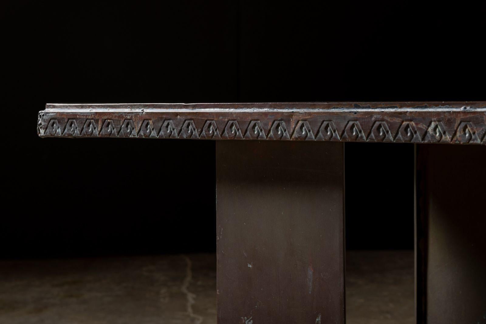 Mid-Century moderno Tavolo in rame personalizzato di Frank Lloyd Wright con patina originale di Verdigris 1956 in vendita