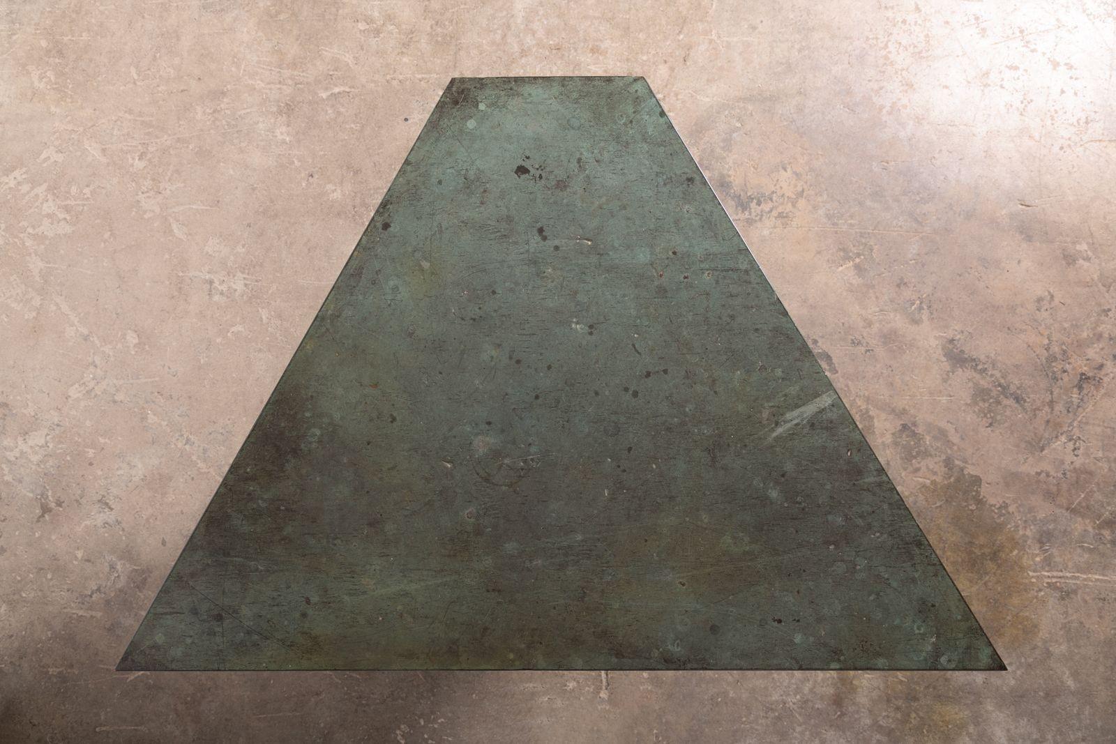 Frank Lloyd Wright Custom Copper Table with Original Verdigris Patina 1956 In Good Condition For Sale In Dallas, TX