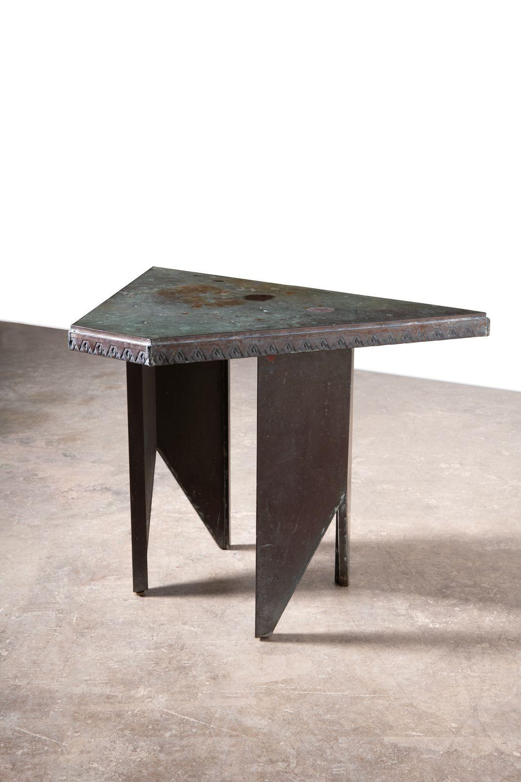 Tavolo in rame personalizzato di Frank Lloyd Wright con patina originale di Verdigris 1956 In condizioni buone in vendita a Dallas, TX