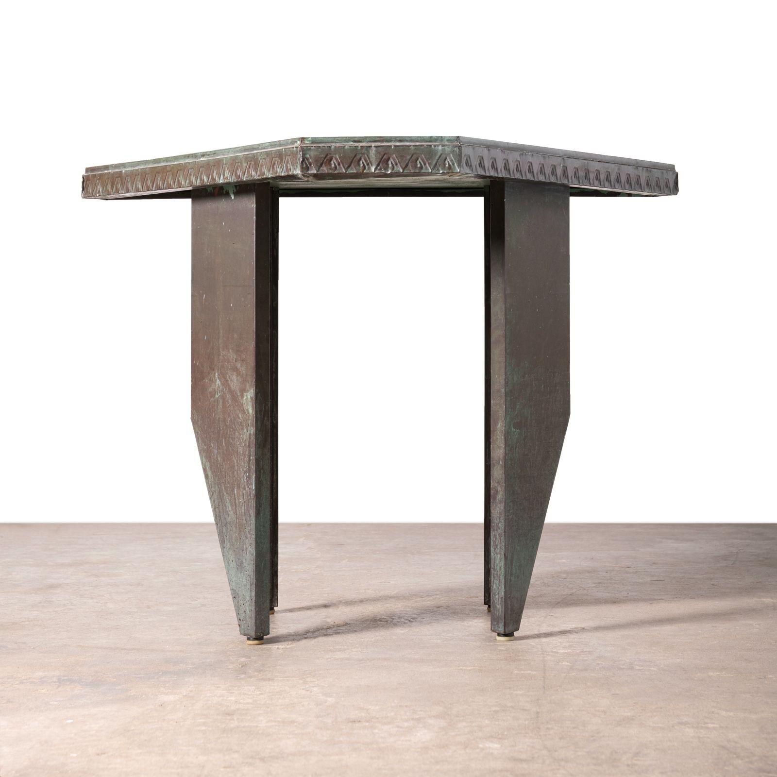 20th Century Frank Lloyd Wright Custom Copper Table with Original Verdigris Patina 1956 For Sale