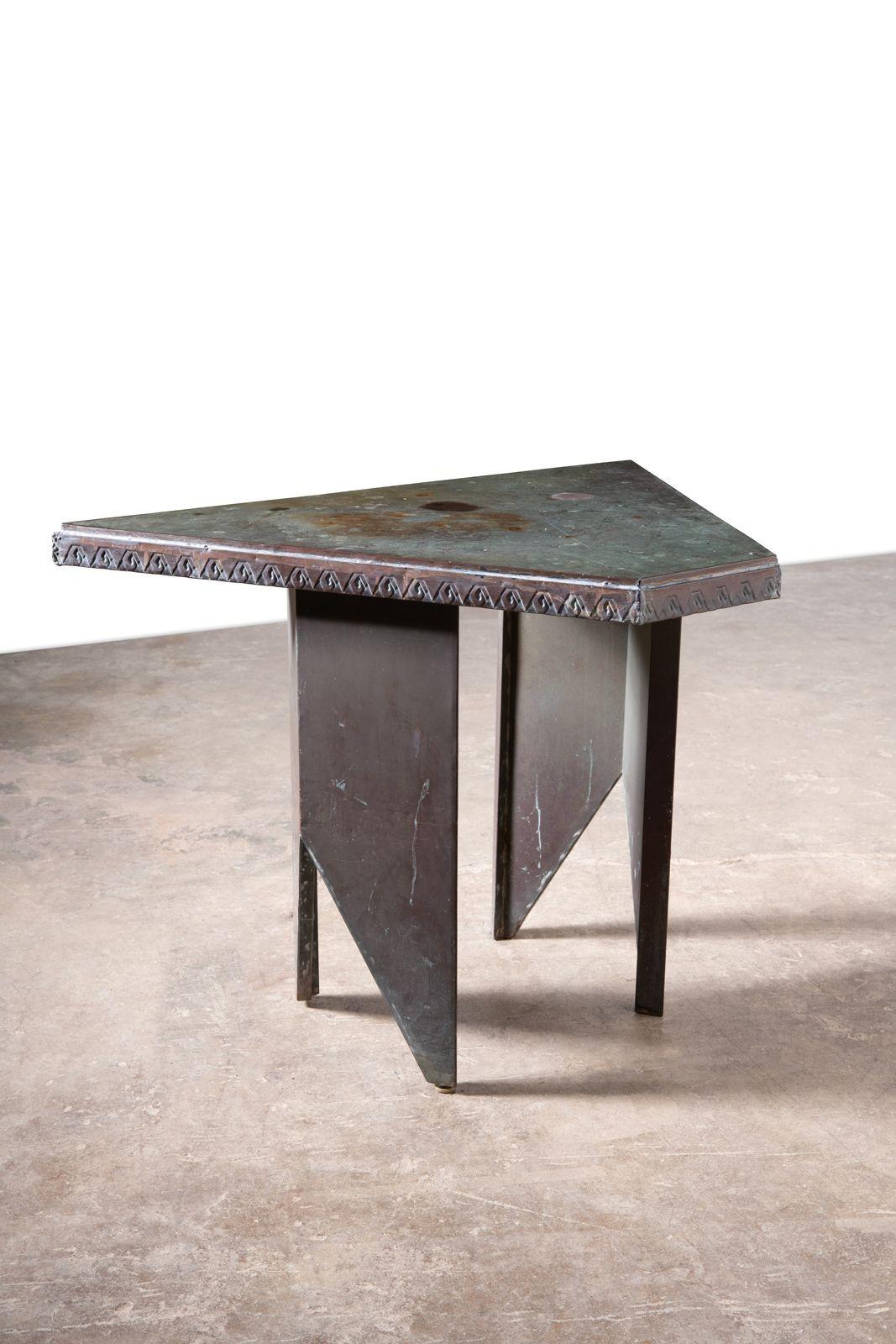 Rame Tavolo in rame personalizzato di Frank Lloyd Wright con patina originale di Verdigris 1956 in vendita