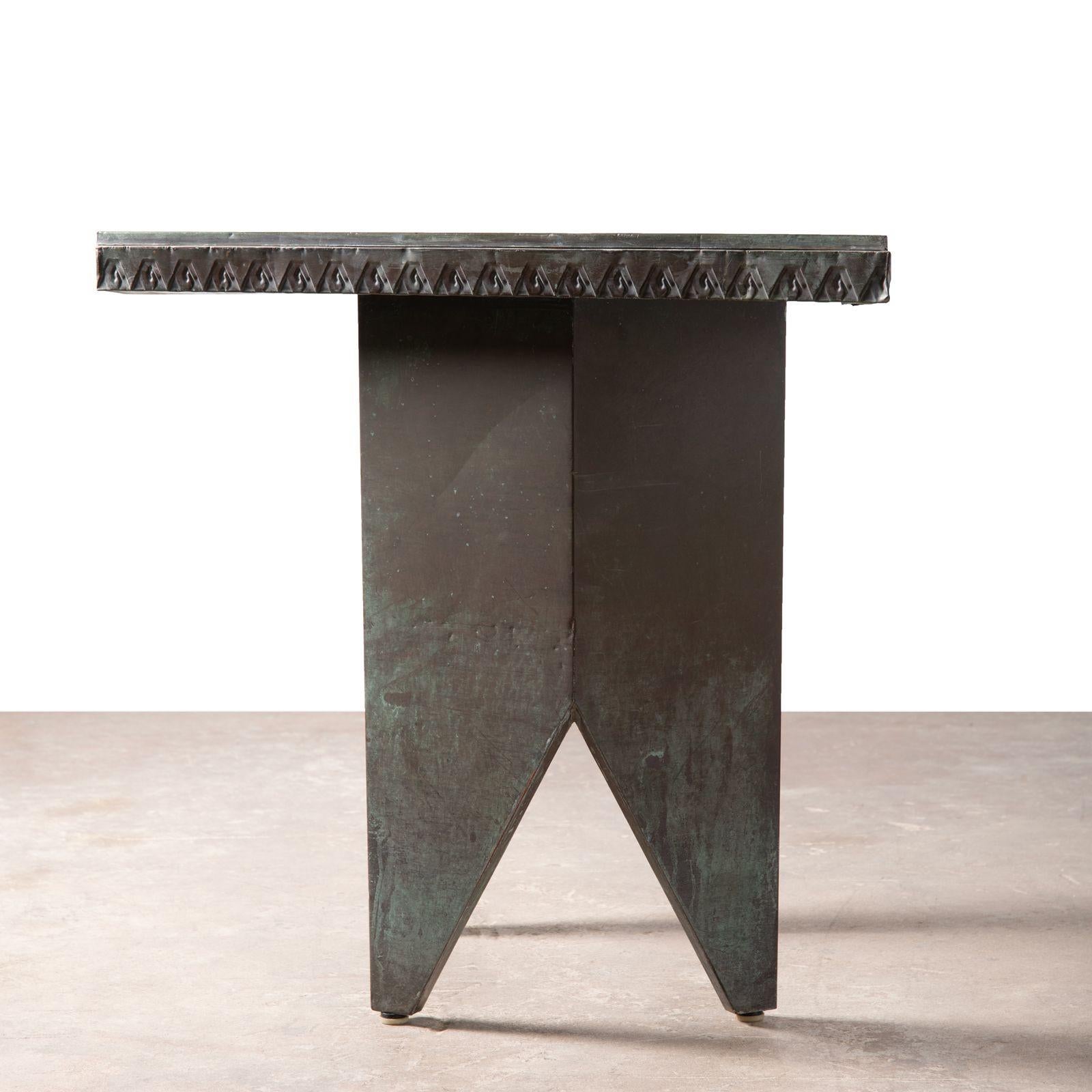 Frank Lloyd Wright Custom Copper Table with Original Verdigris Patina 1956 For Sale 2