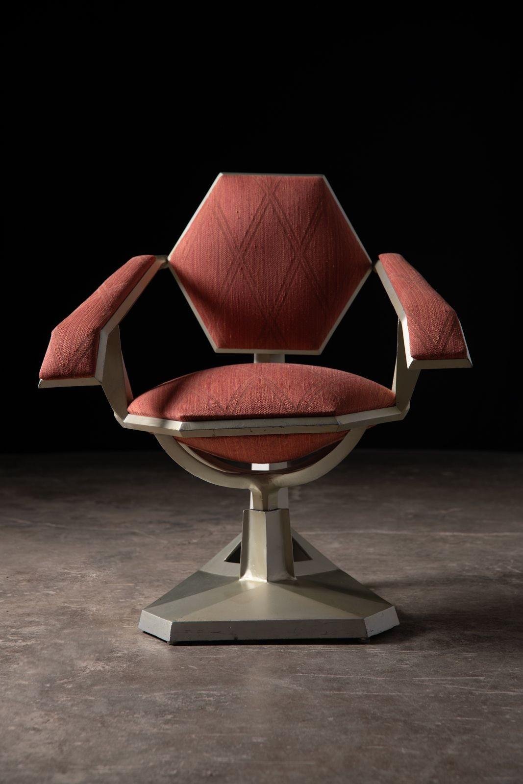 American Frank Lloyd Wright Custom Slant Arm Origami Chair for Price Tower 1956 For Sale