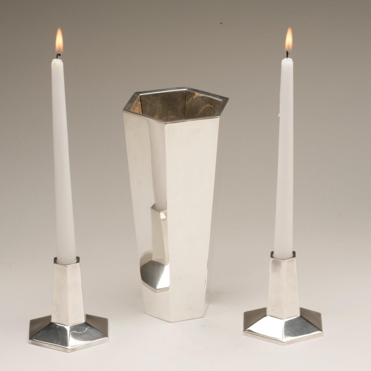Minimalist Frank Lloyd Wright Designed Sterling Silver Vase by Tiffany