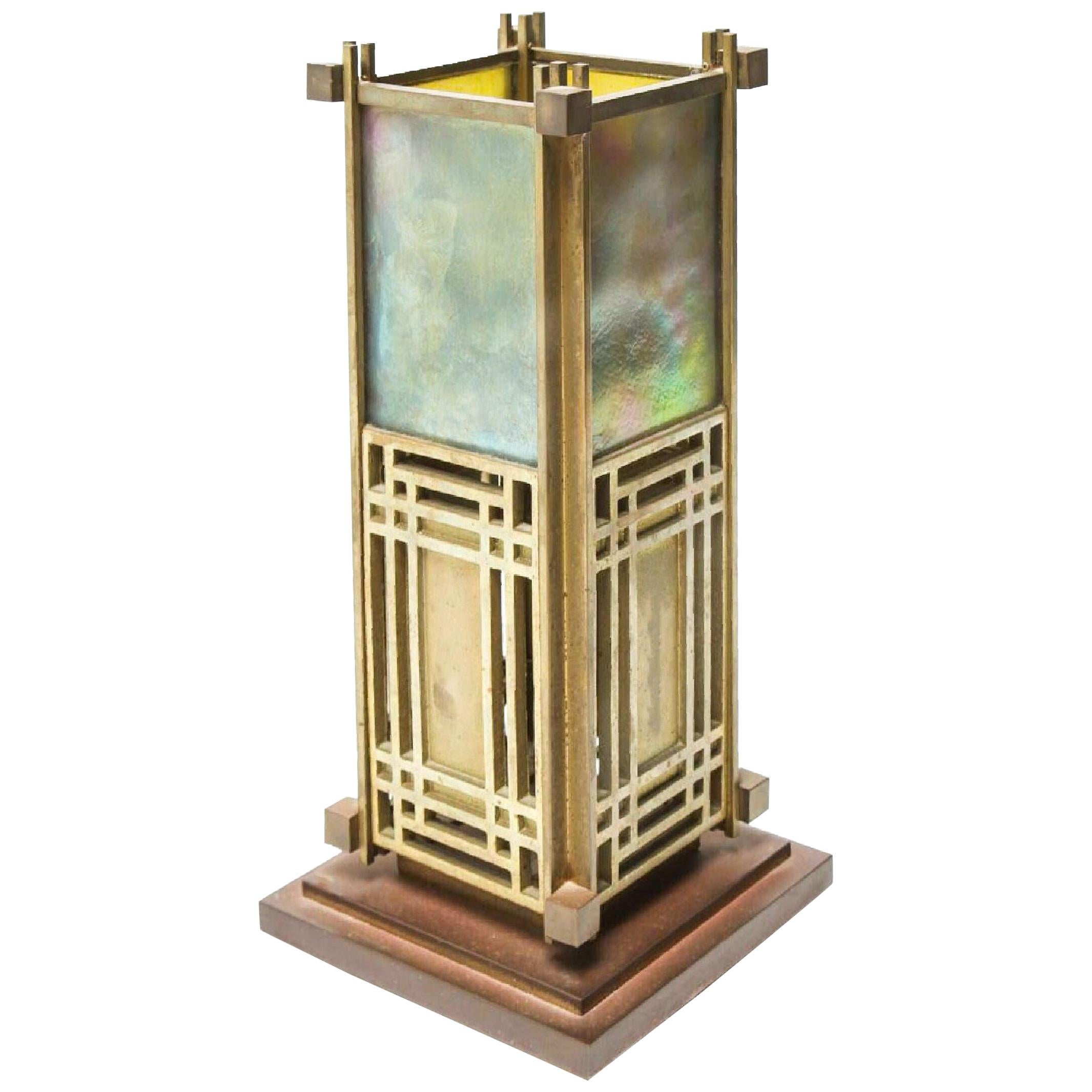 Frank Lloyd Wright Favrile Stained Glass S2300 Yamagiwa Table Lamp Lantern,  1994 at 1stDibs