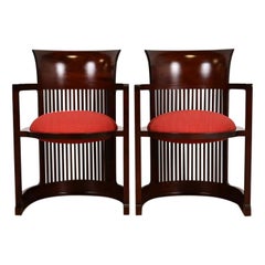 Frank Lloyd Wright for Cassina Arts & Crafts Barrel Chairs, Pair