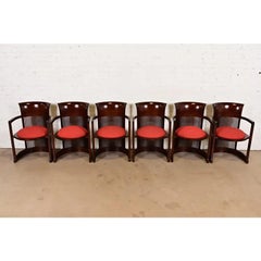Frank Lloyd Wright for Cassina Arts & Crafts Barrel Chairs, Set of Six