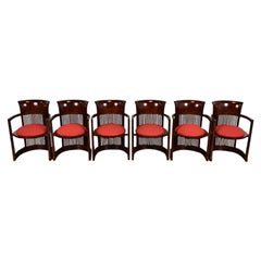 Frank Lloyd Wright for Cassina Arts & Crafts Barrel Chairs, Set of Six