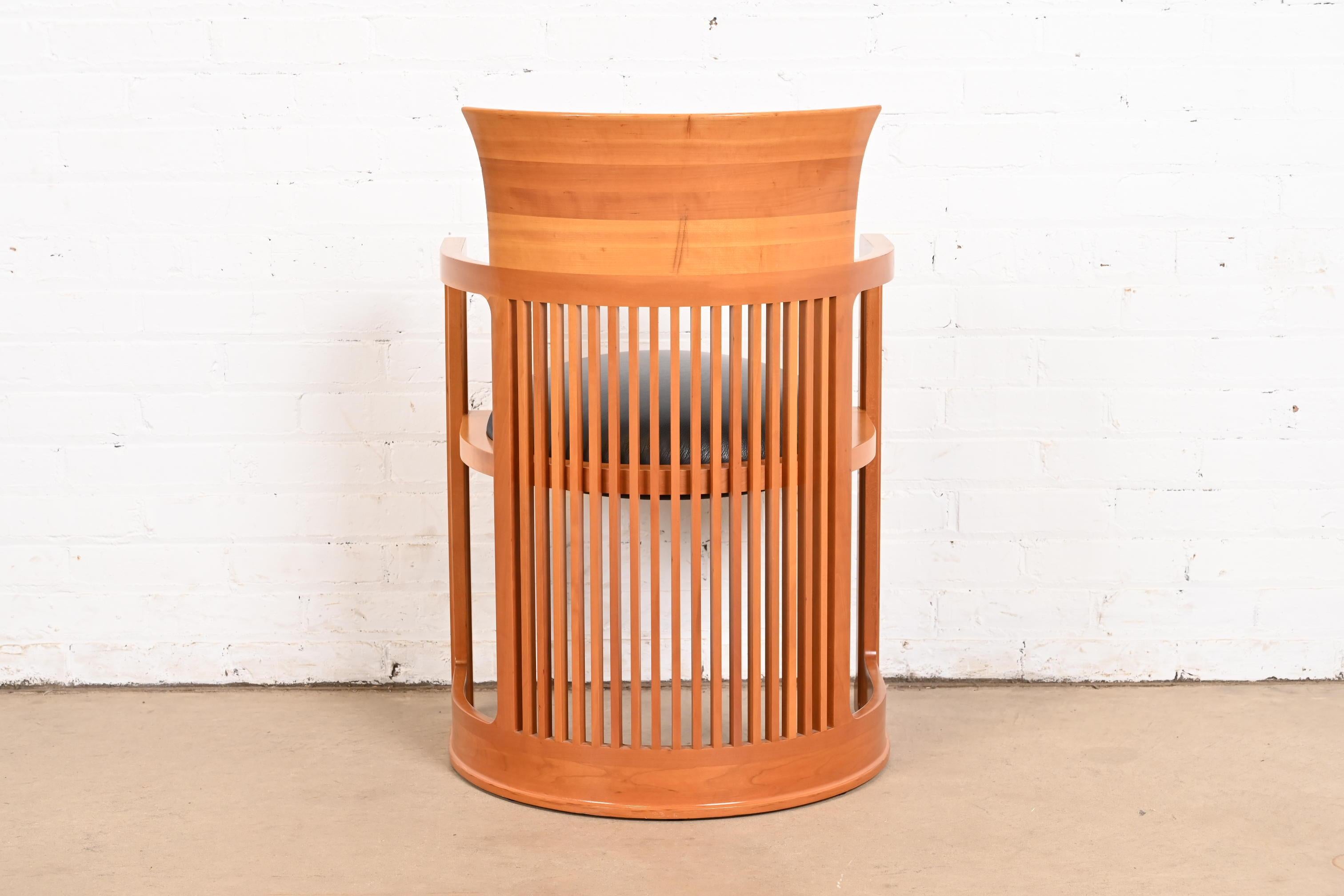Frank Lloyd Wright for Cassina Arts & Crafts Cherry Wood Barrel Chair 3
