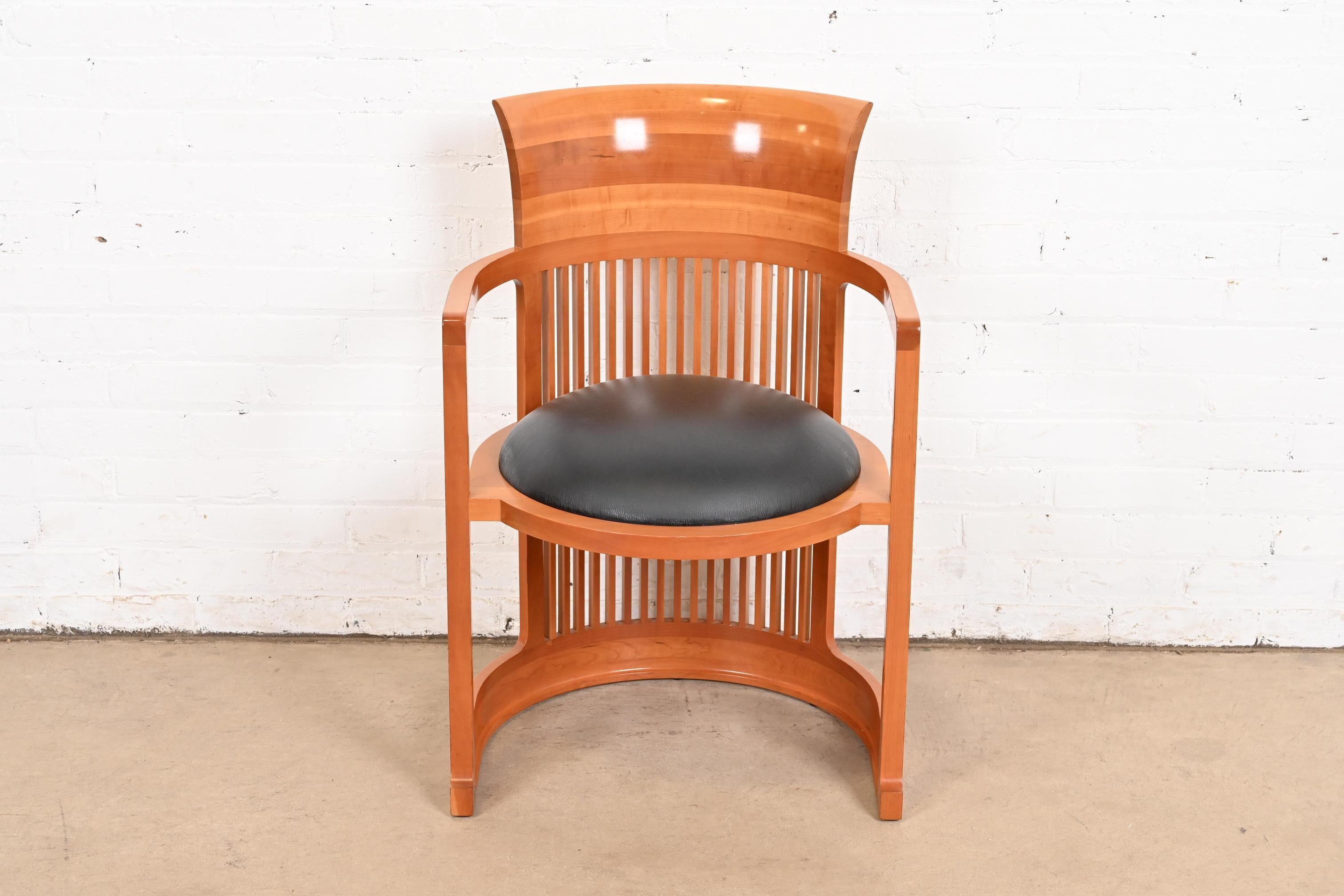 Arts and Crafts Frank Lloyd Wright for Cassina Arts & Crafts Cherry Wood Barrel Chair
