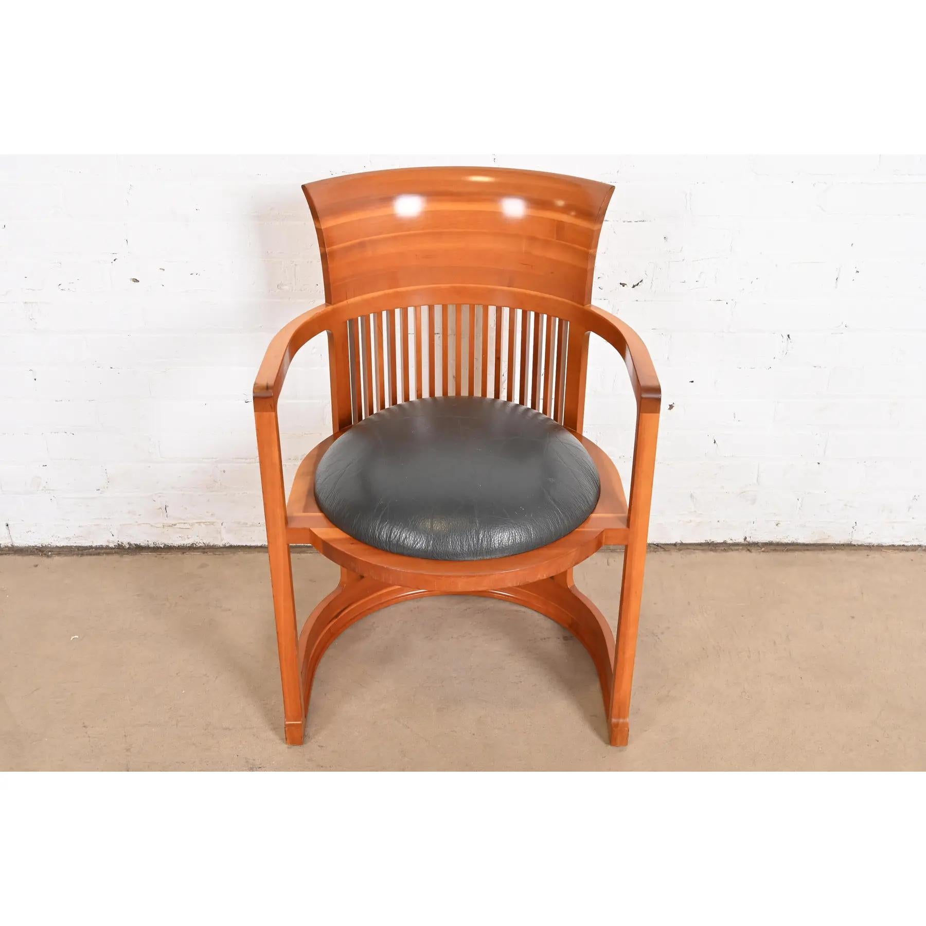Mission Frank Lloyd Wright for Cassina Arts & Crafts Cherry Wood Barrel Chair