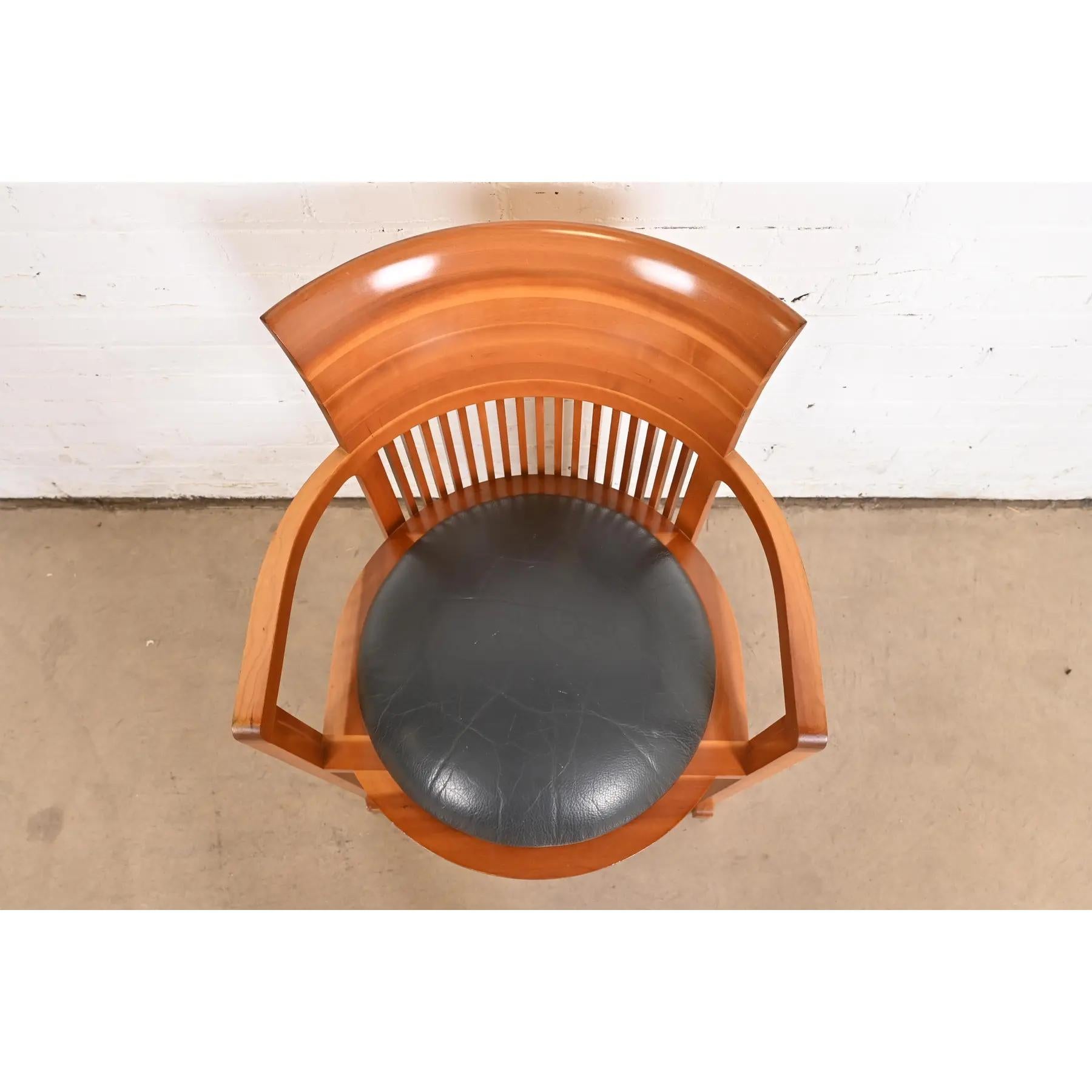Late 20th Century Frank Lloyd Wright for Cassina Arts & Crafts Cherry Wood Barrel Chair