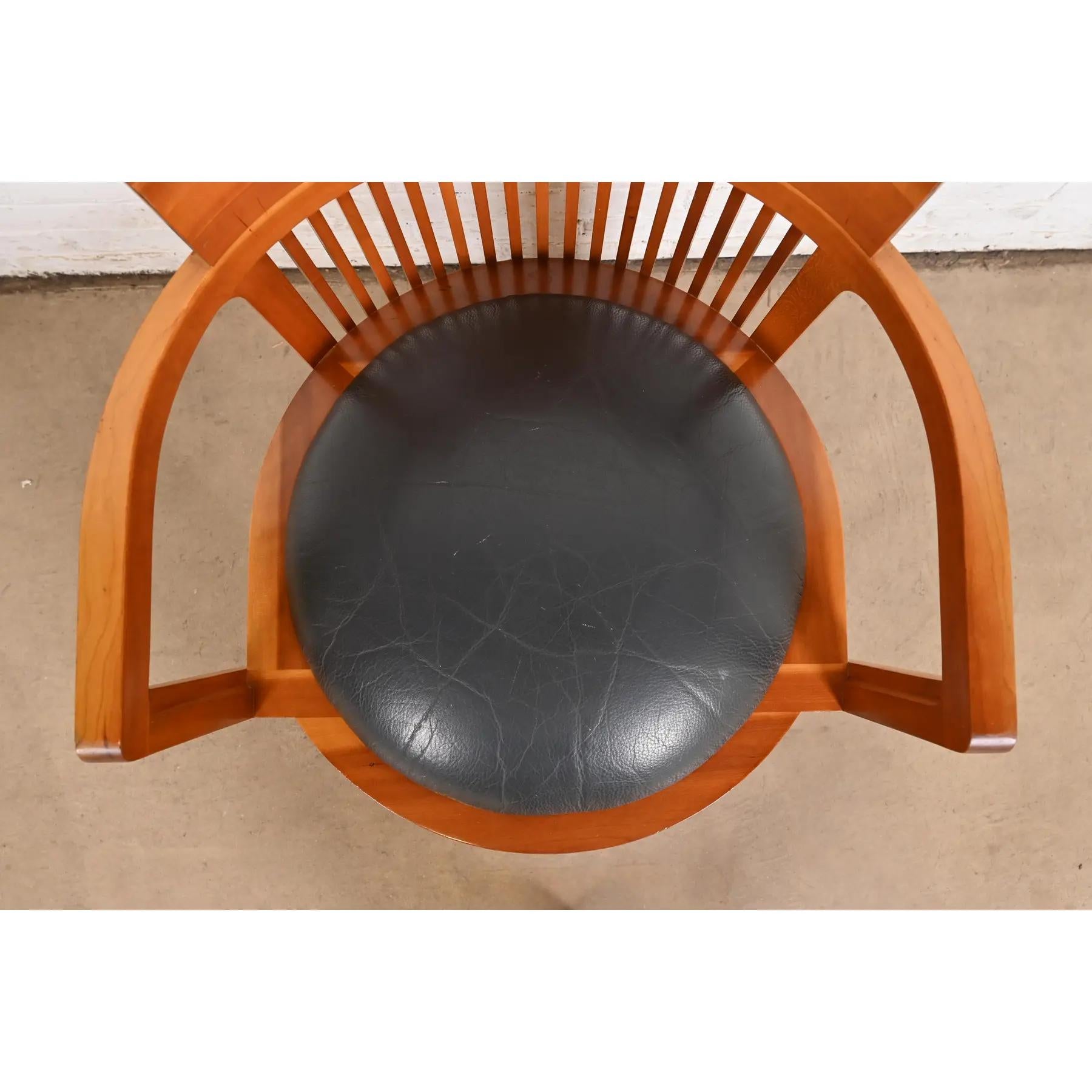 Frank Lloyd Wright for Cassina Arts & Crafts Cherry Wood Barrel Chairs, Pair 1
