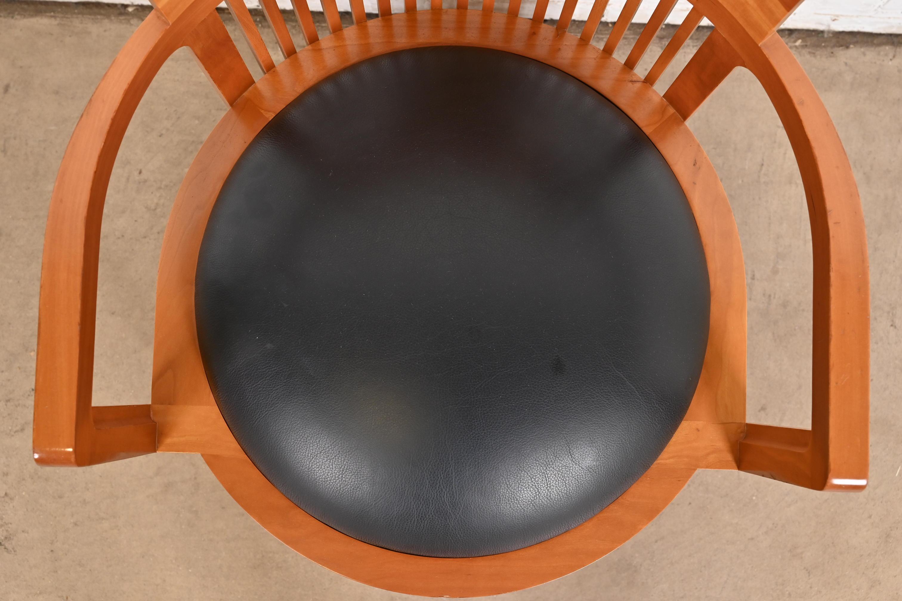 Frank Lloyd Wright for Cassina Arts & Crafts Cherry Wood Barrel Chairs, Pair 2