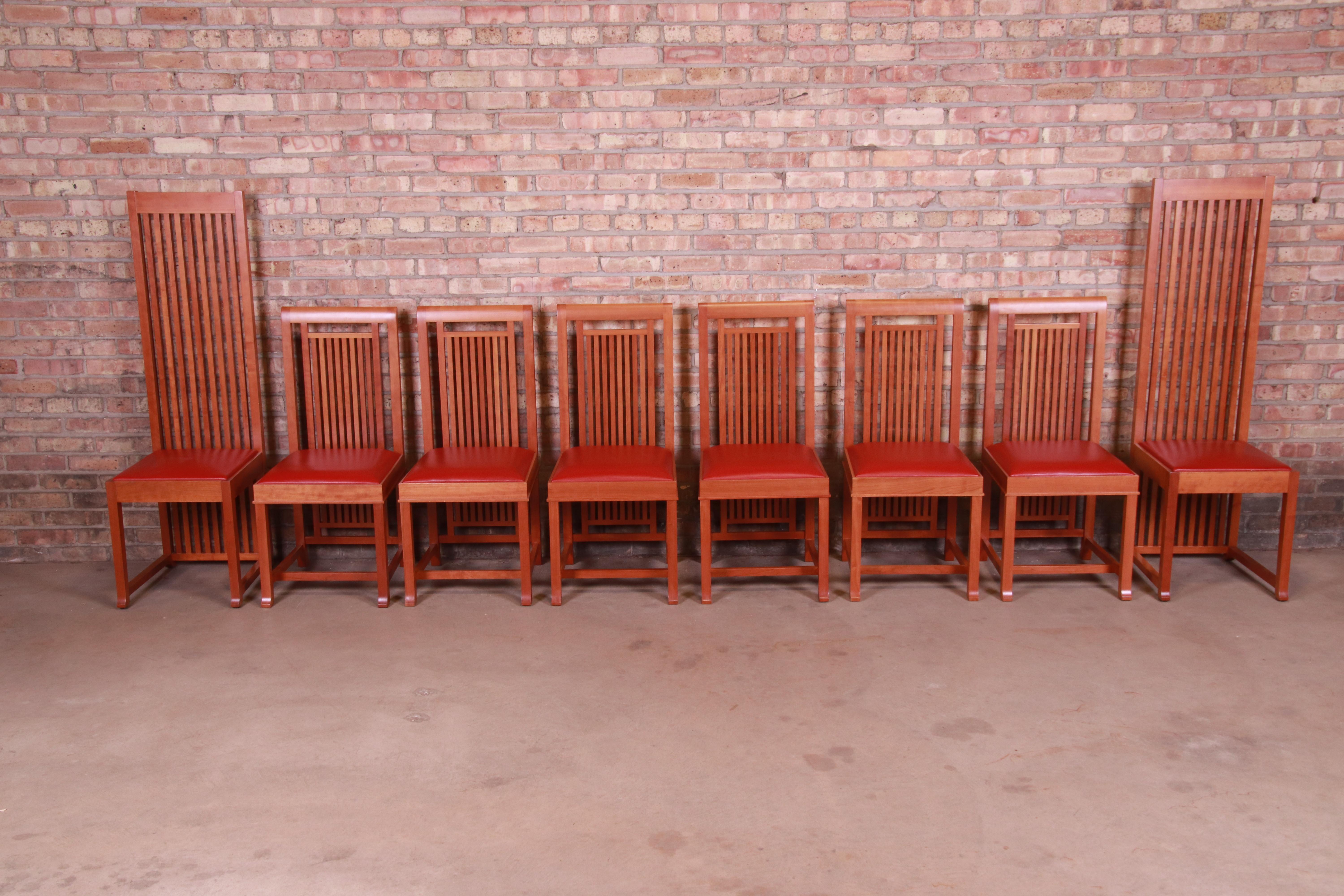 Arts and Crafts Frank Lloyd Wright for Cassina Arts & Crafts Dining Chairs, Set of Eight