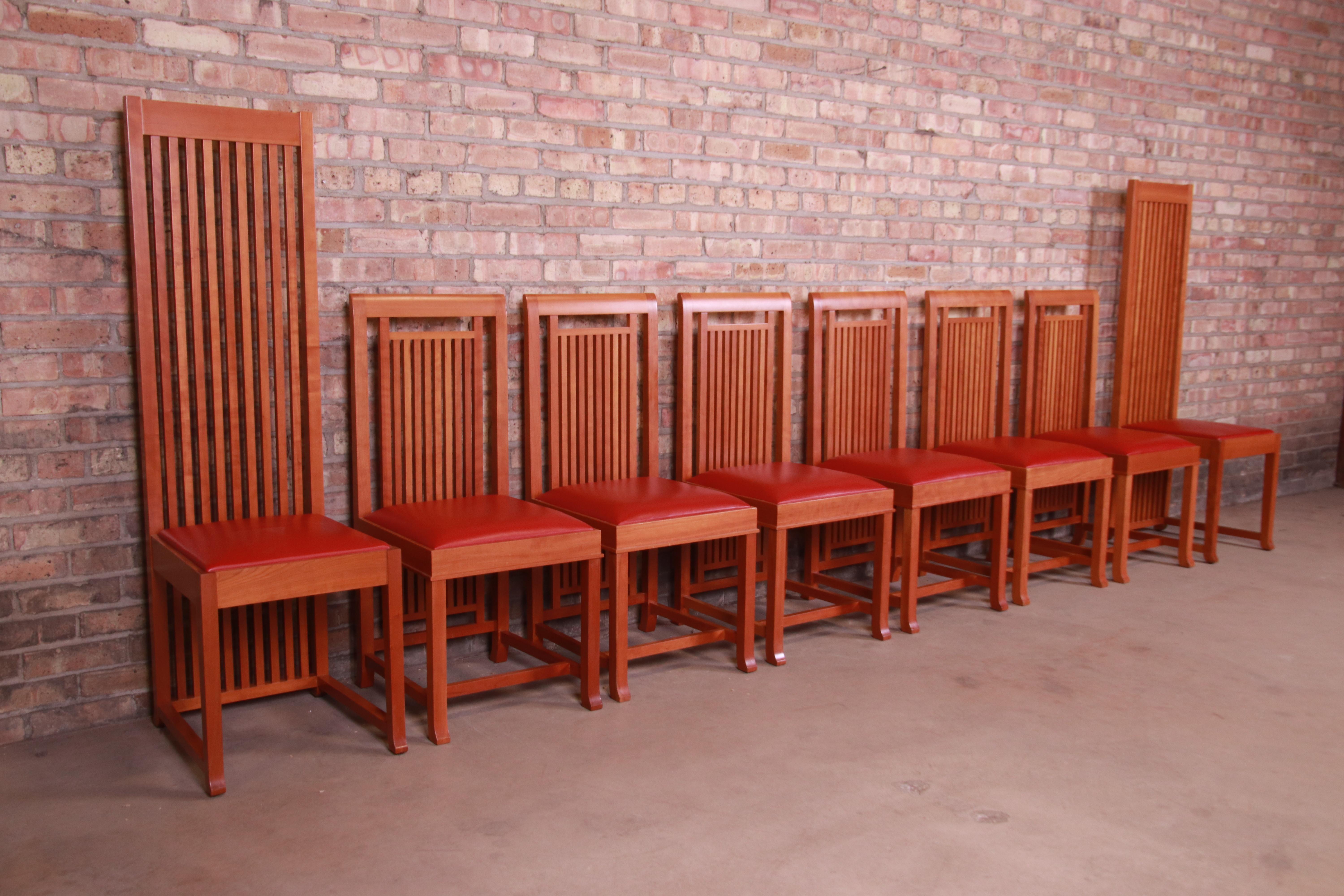 Late 20th Century Frank Lloyd Wright for Cassina Arts & Crafts Dining Chairs, Set of Eight