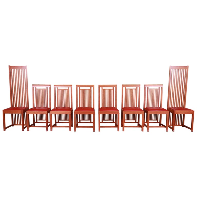Frank Lloyd Wright for Cassina Arts and Crafts Dining Chairs, Set of Eight  at 1stDibs