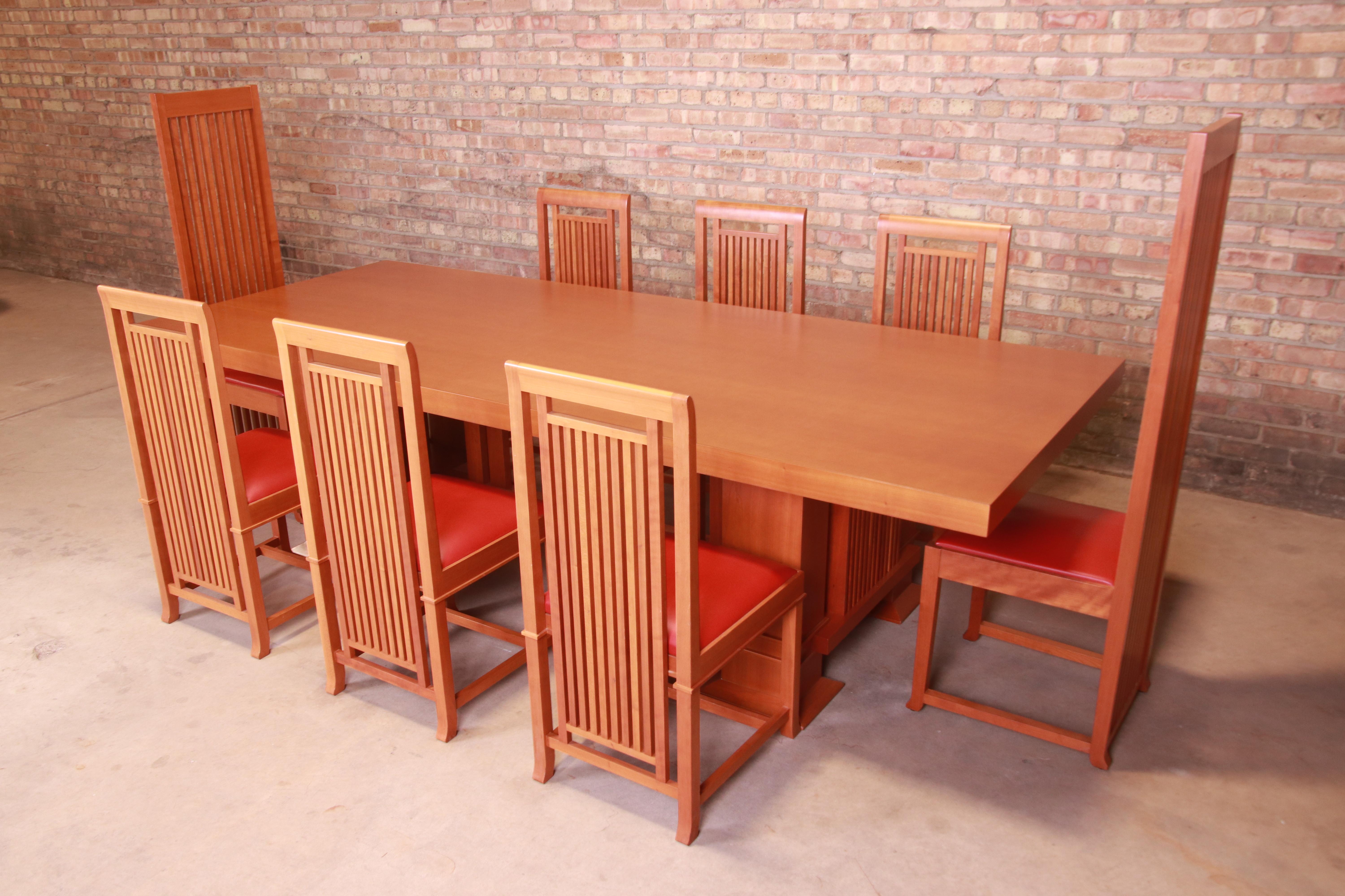 Italian Frank Lloyd Wright for Cassina Arts & Crafts Dining Set, 1986