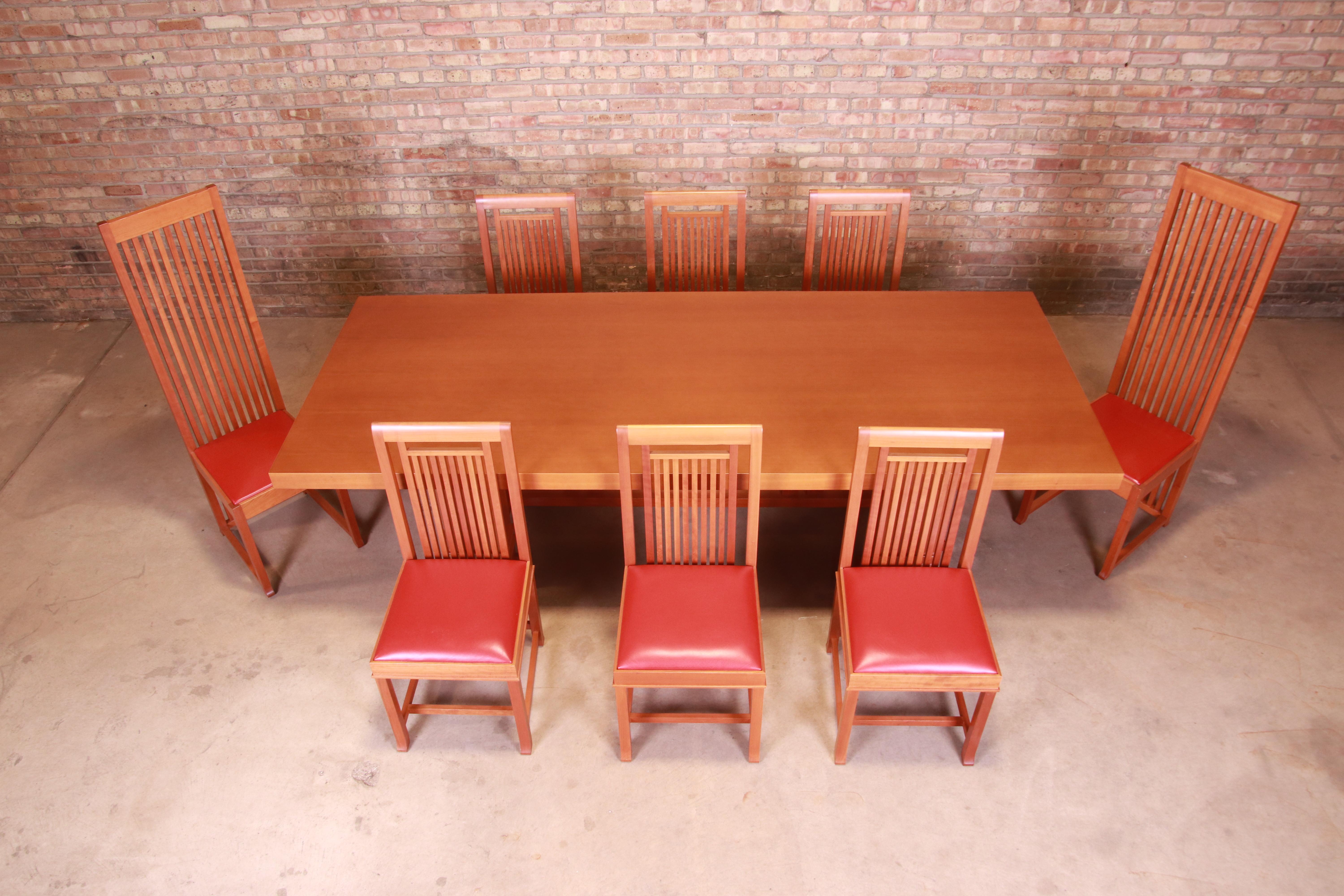 Upholstery Frank Lloyd Wright for Cassina Arts & Crafts Dining Set, 1986