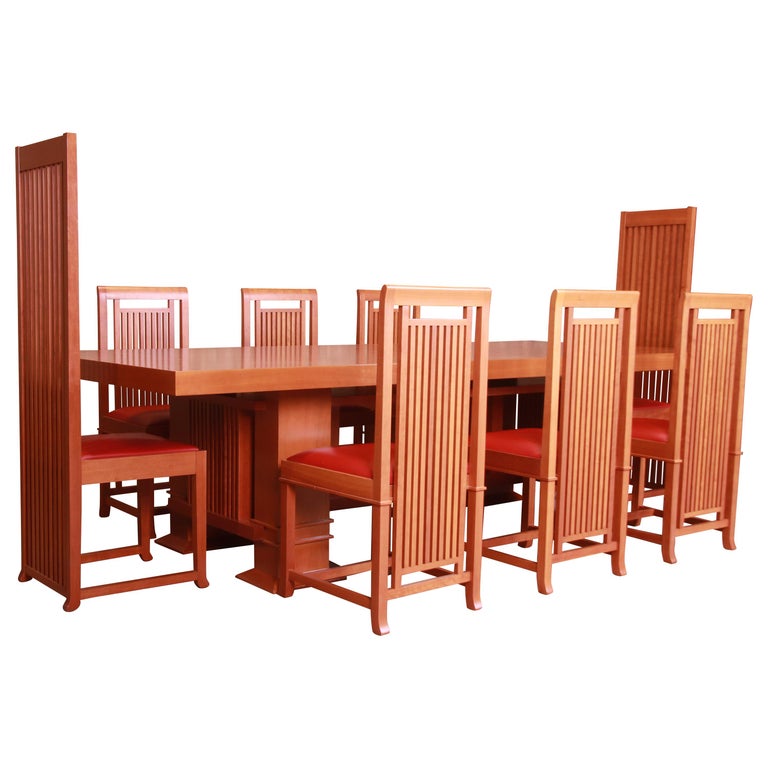 Frank Lloyd Wright for Cassina Arts and Crafts Dining Set, 1986 at 1stDibs