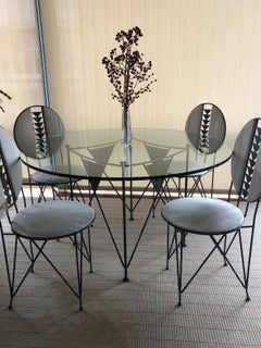 Frank Lloyd Wright for Cassina Midway 2 and 3 Enameled Steel Dining Set Gray