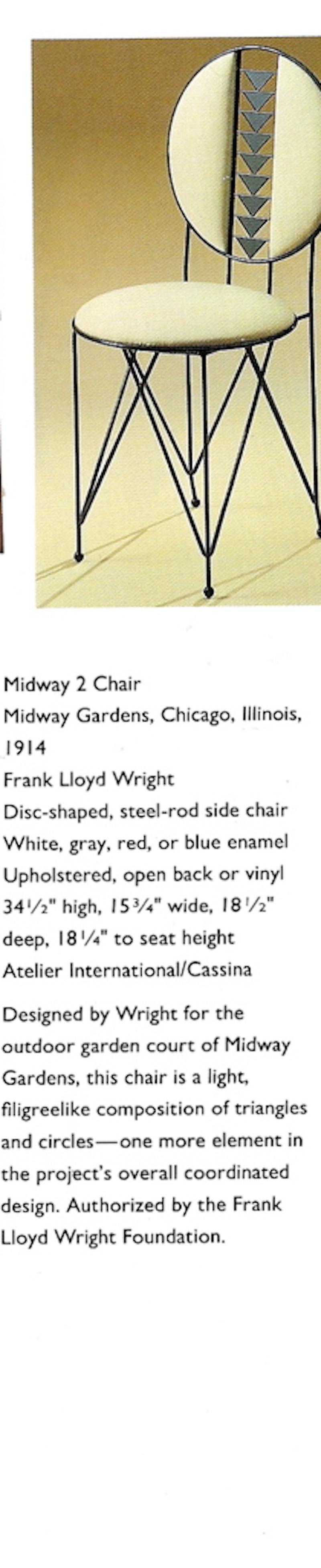 Frank Lloyd Wright for Cassina Midway 2 and 3 Enameled Steel Dining Set Gray 2