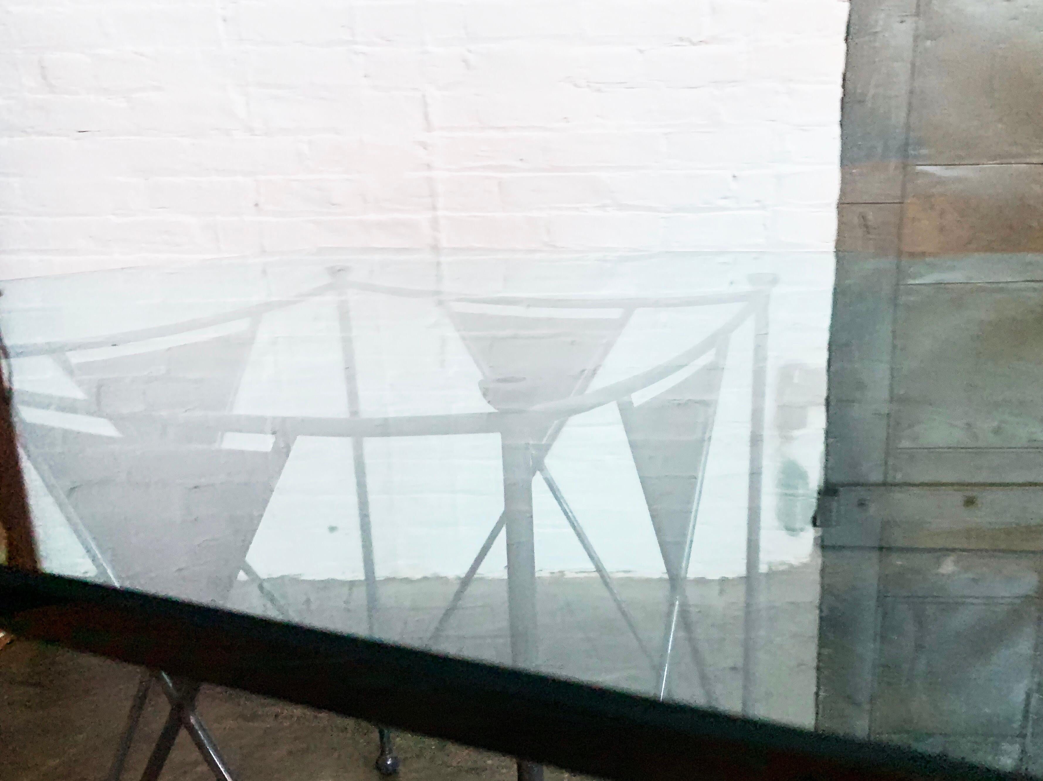 Mission Frank Lloyd Wright for Cassina Midway 2 and 3 Enameled Steel Dining Set Gray