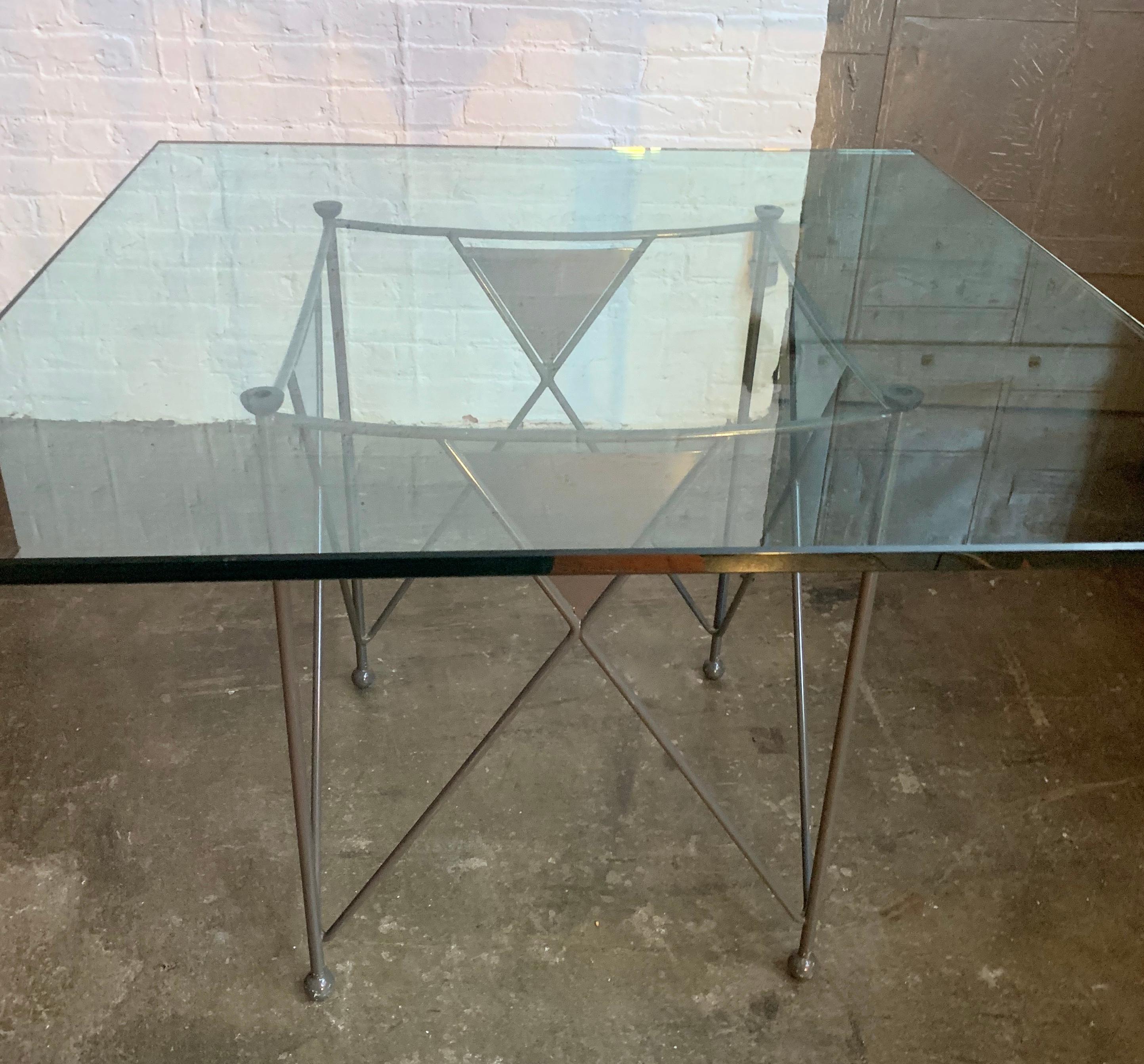 Italian Frank Lloyd Wright for Cassina Midway 2 and 3 Enameled Steel Dining Set Gray