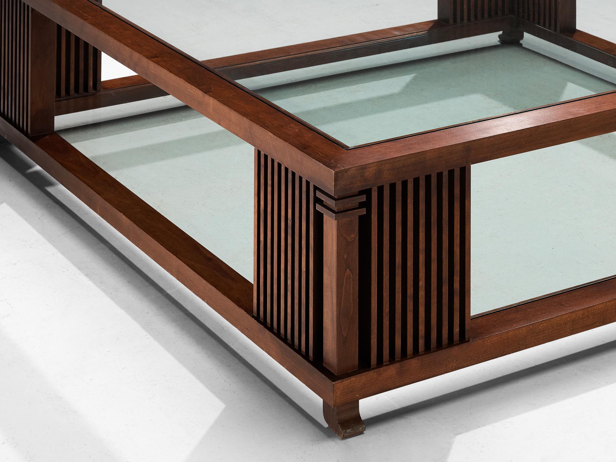 Mid-Century Modern Frank Lloyd Wright for Cassina 'Robie' Coffee Table in Maple and Glass  For Sale
